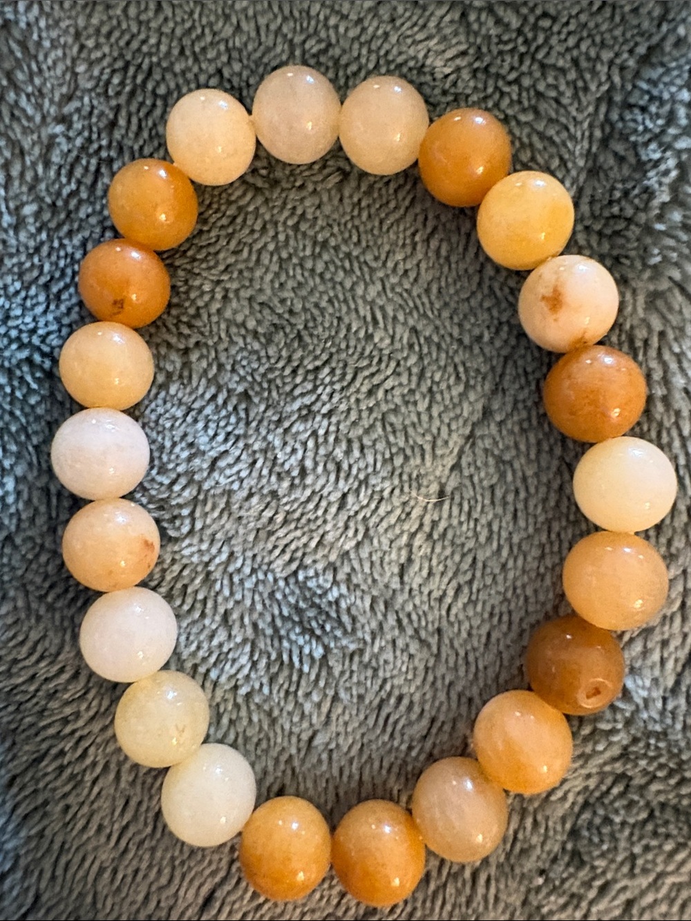Natural Brown and Cream Stone Beaded Stretch Bracelet